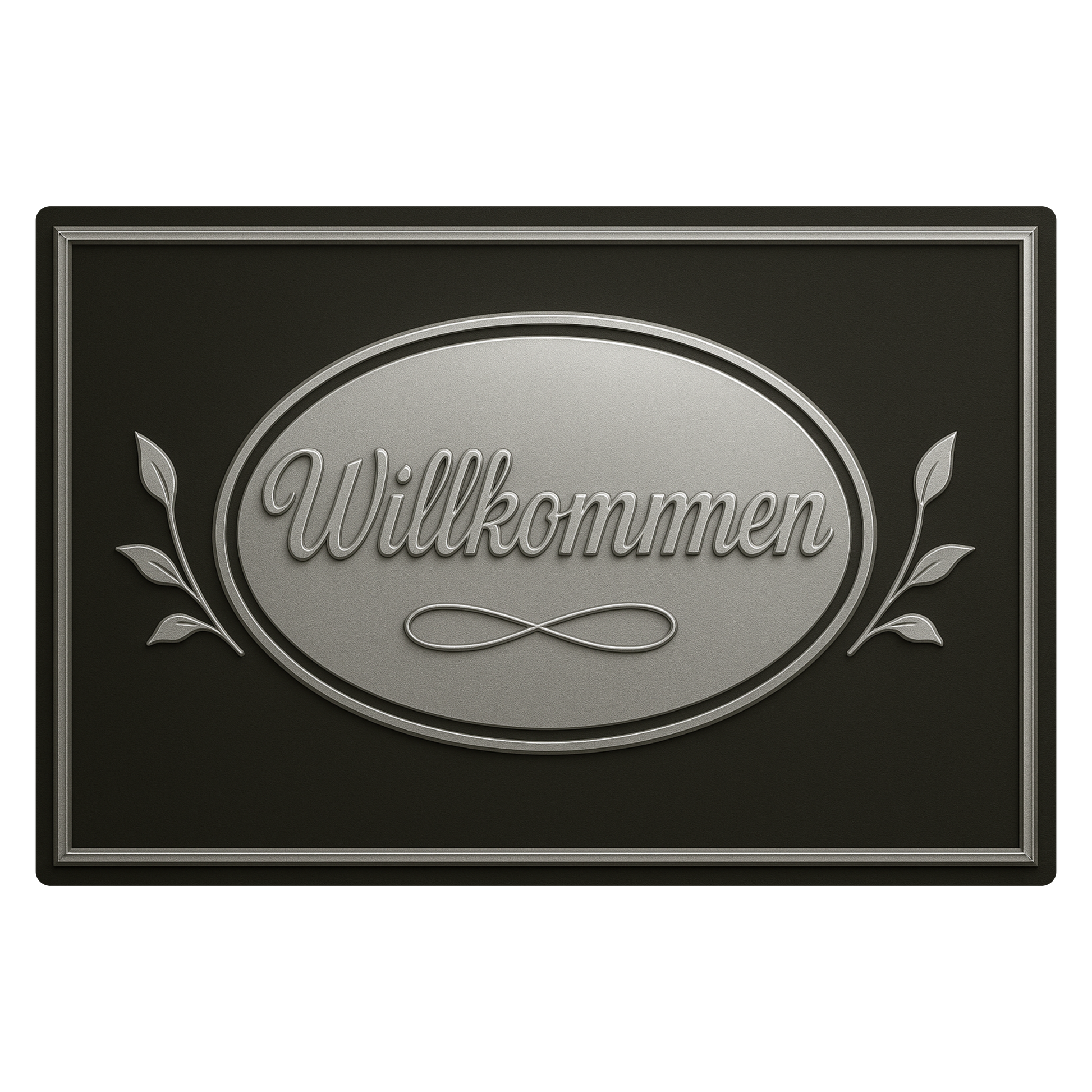 Willkommen Blechschild Silber