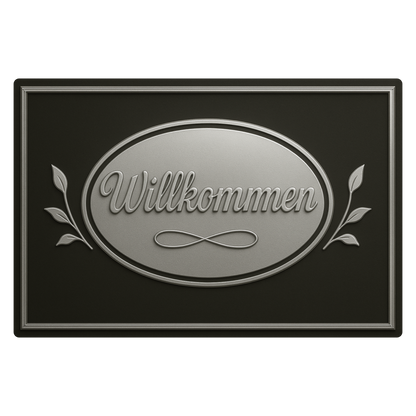 Willkommen Blechschild Silber