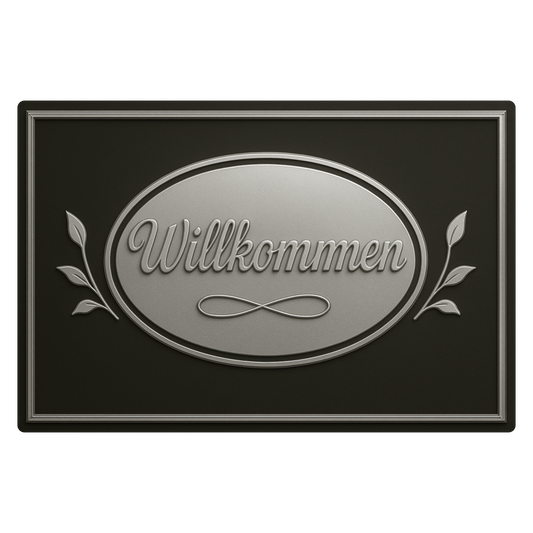 Willkommen Blechschild Silber