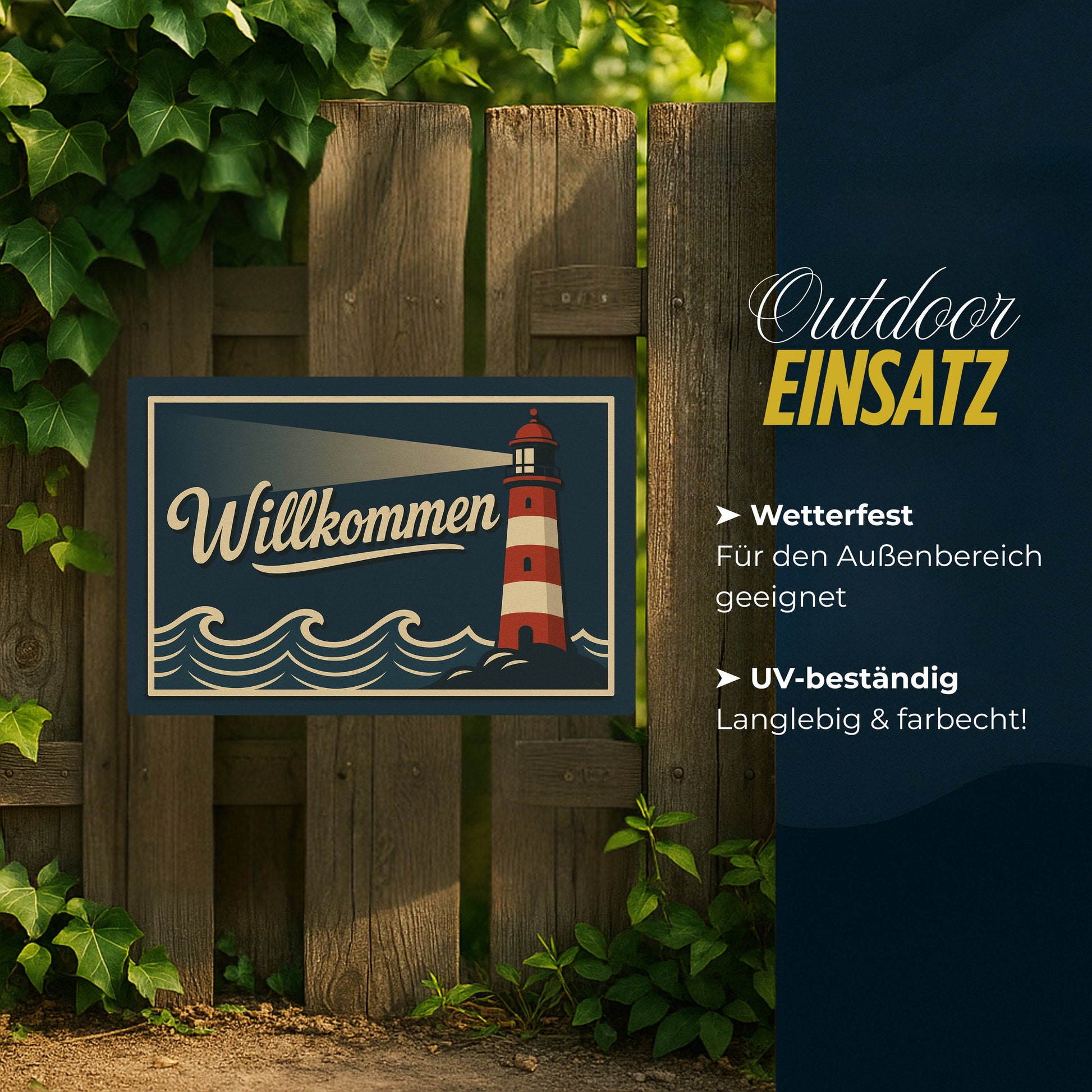 Willkommen Leuchtturm Blechschild