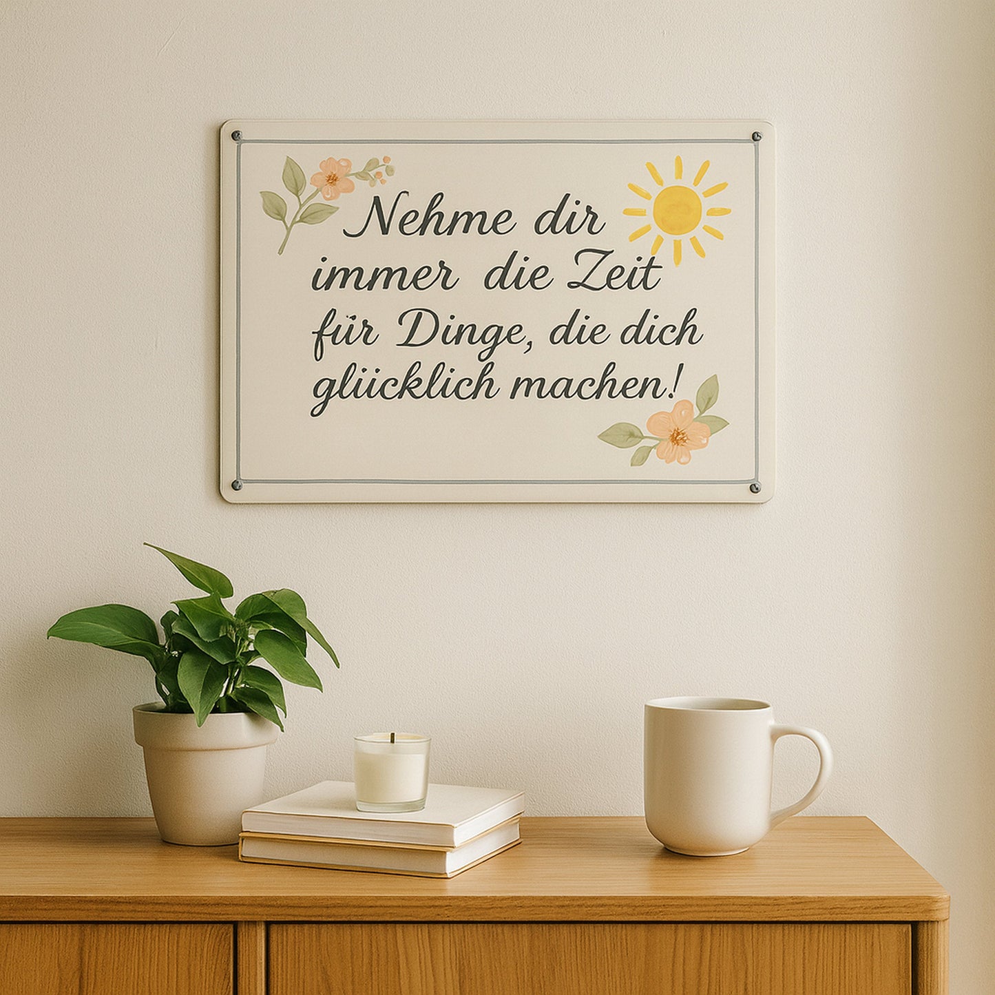 Zeit zum glücklich machen Blechschild