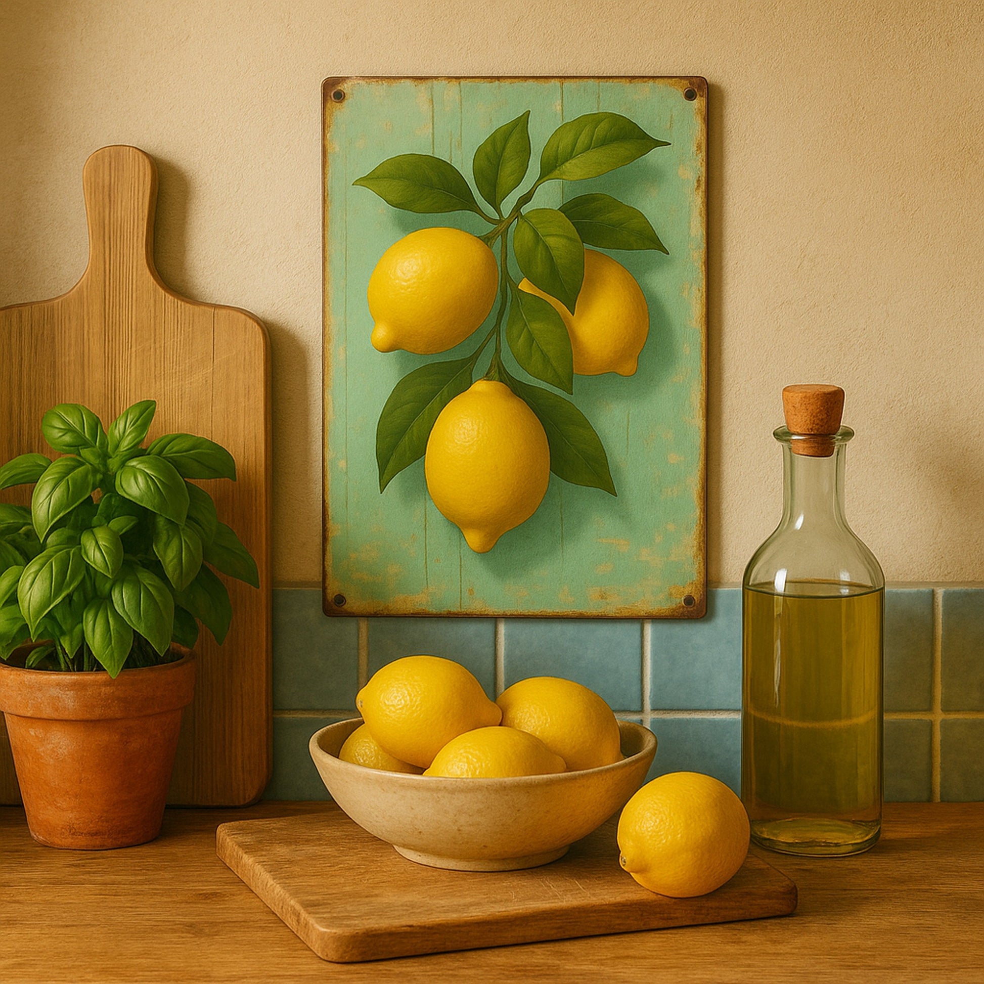 Zitronen Motiv Blechschild