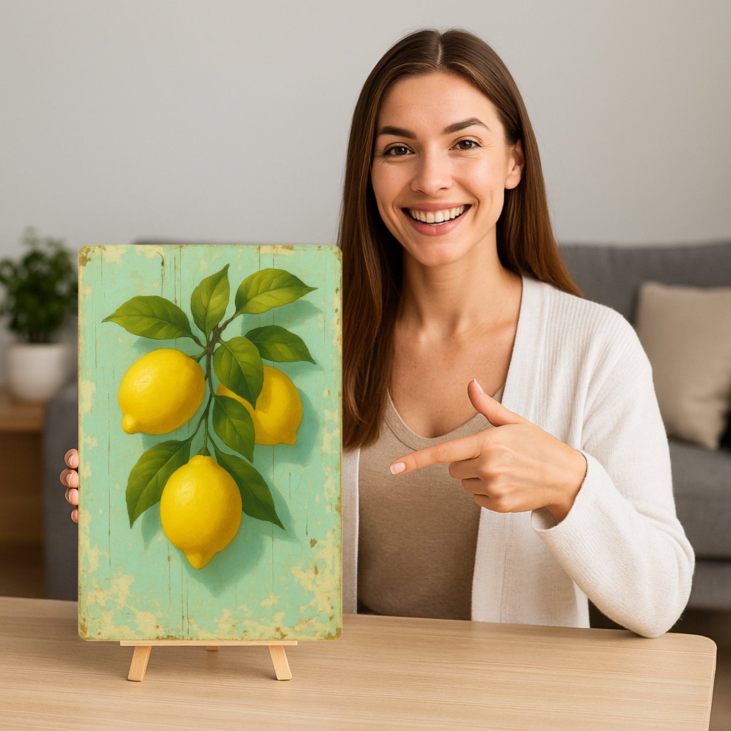 Zitronen Motiv Blechschild